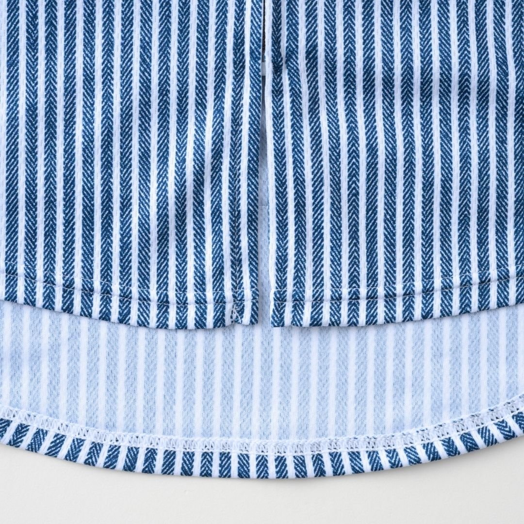 【直営店限定】長袖シャツジャージ　ヘリンボーンストライプ