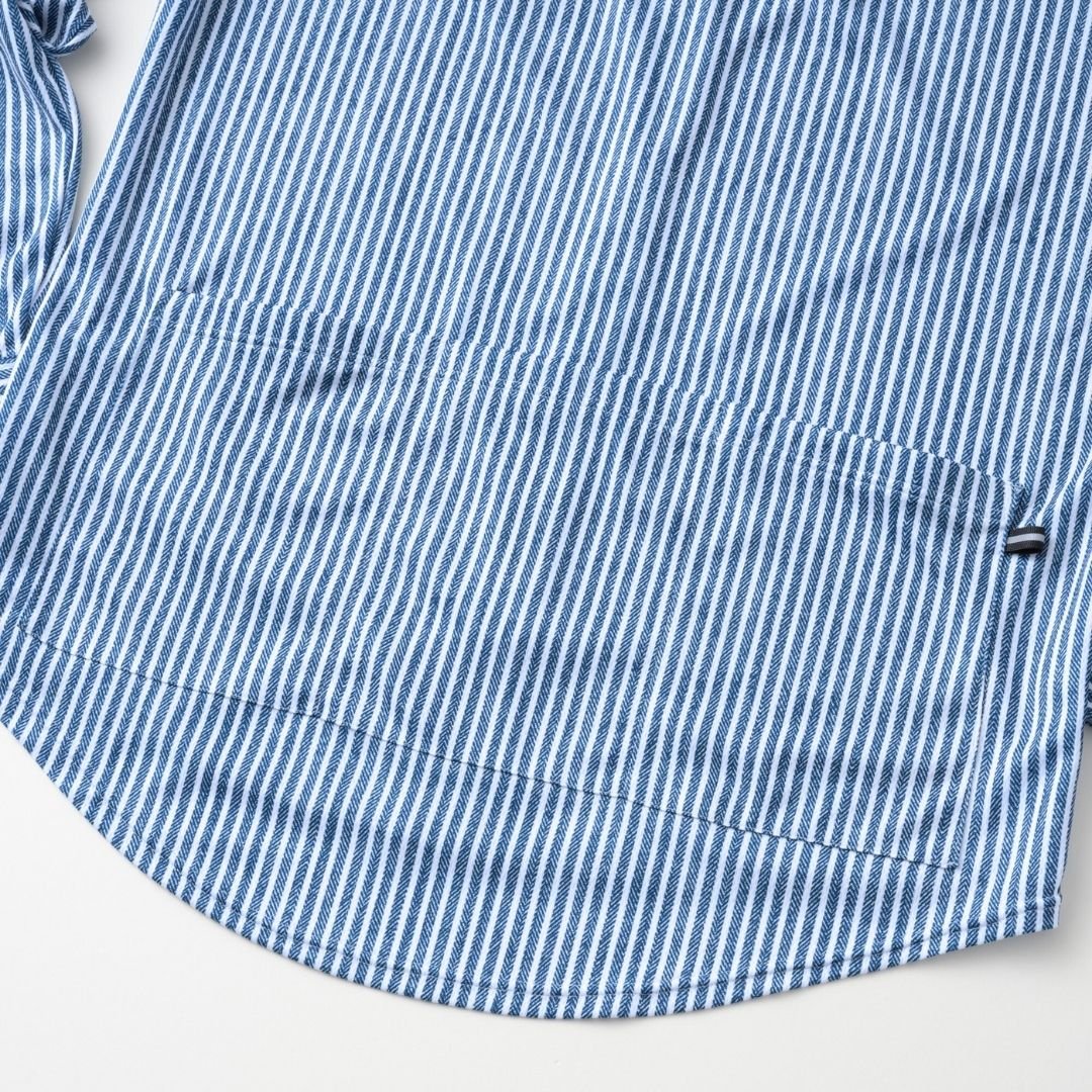 【直営店限定】長袖シャツジャージ　ヘリンボーンストライプ