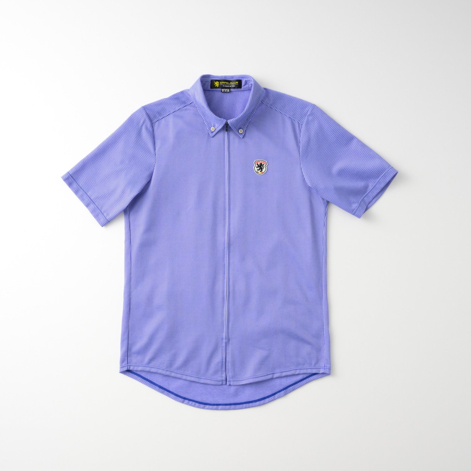 【直営店限定】半袖ニットシャツジャージ　ストライプ　ライトブルー