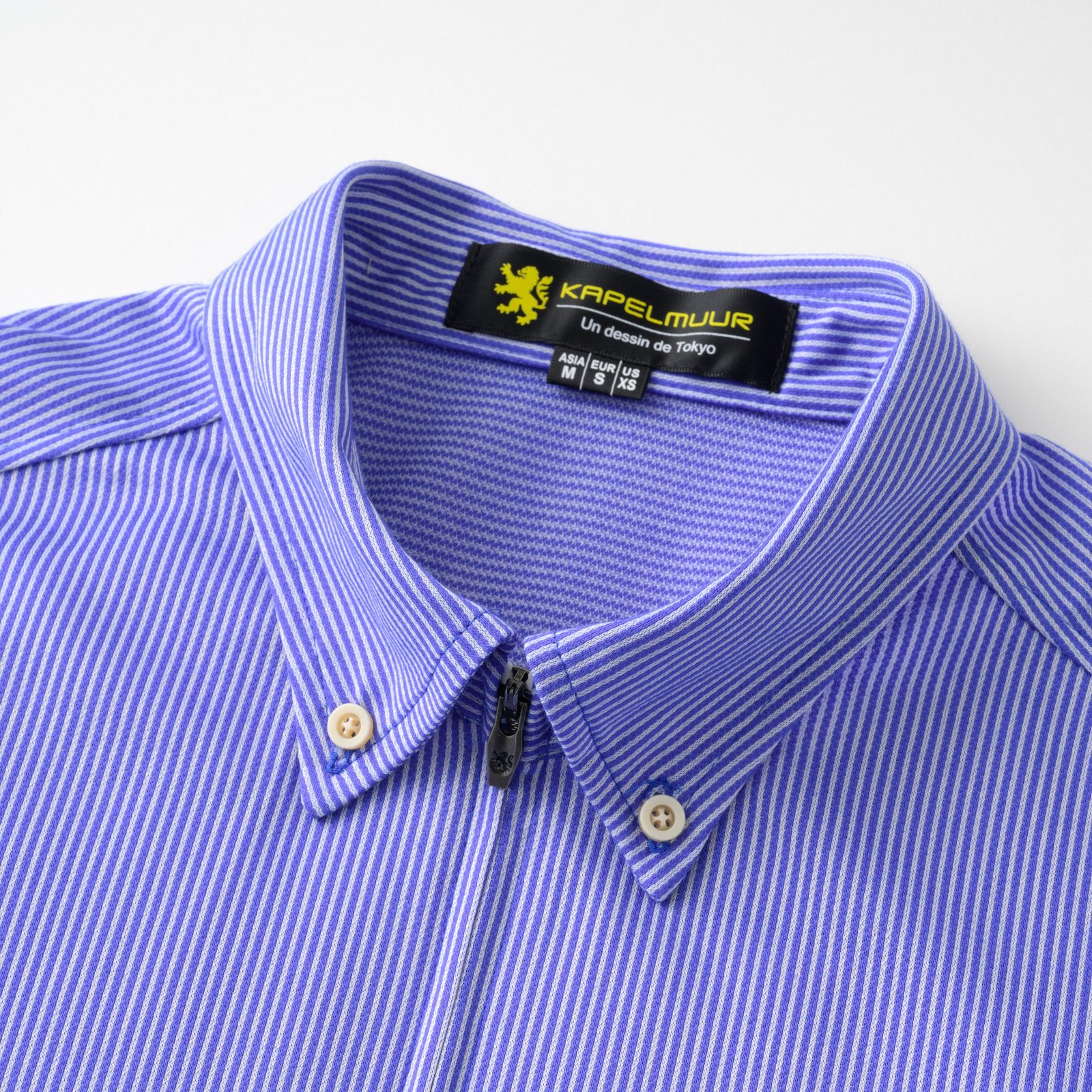 【直営店限定】半袖ニットシャツジャージ　ストライプ　ライトブルー