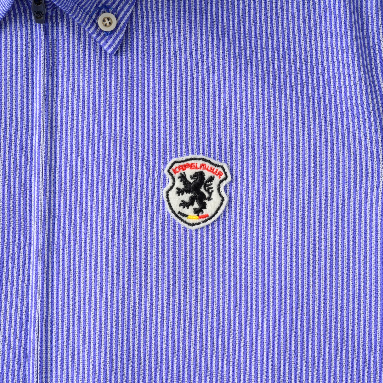 【直営店限定】半袖ニットシャツジャージ　ストライプ　ライトブルー