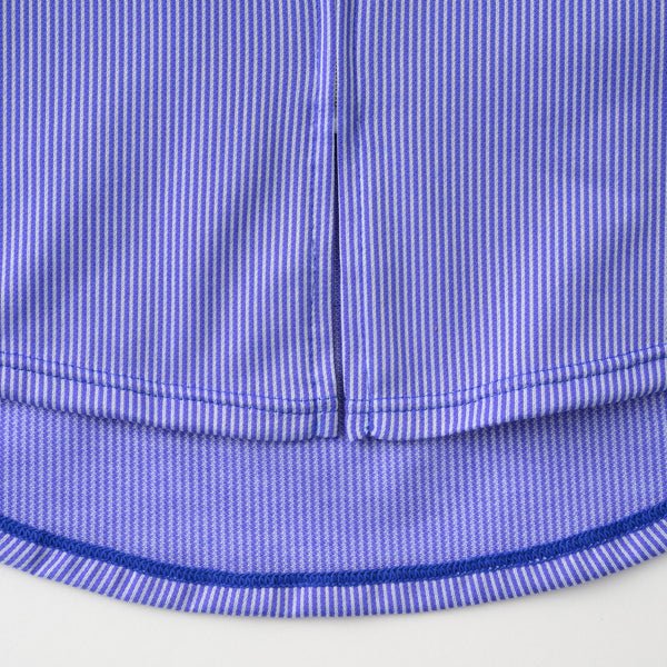 【直営店限定】半袖ニットシャツジャージ　ストライプ　ライトブルー