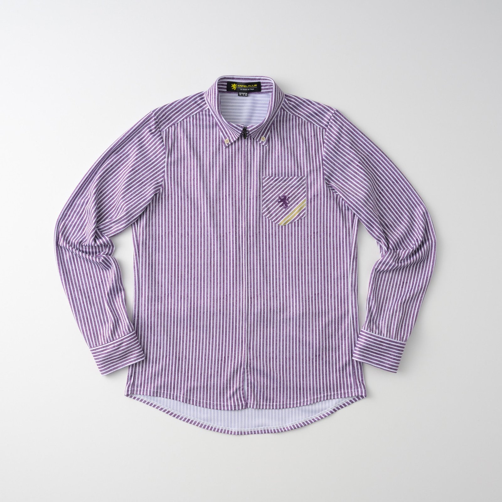 【直営店限定】長袖シャツジャージ　ヘリンボーンストライプ