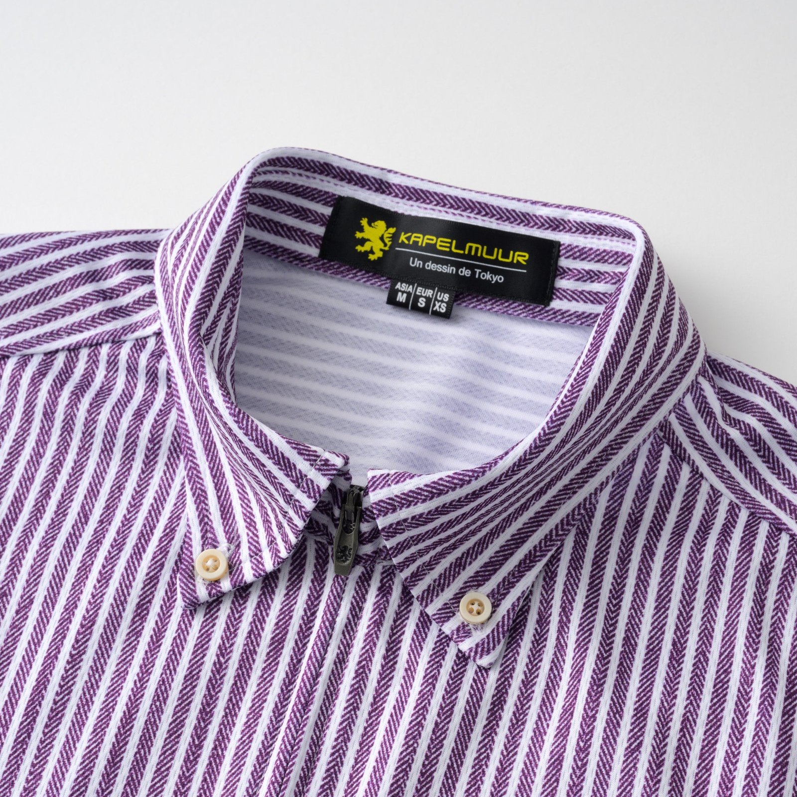 【直営店限定】長袖シャツジャージ　ヘリンボーンストライプ